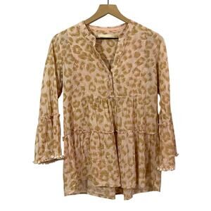 LOLA AUSTRALIA Tiered Animal Print Cotton Top - XS
